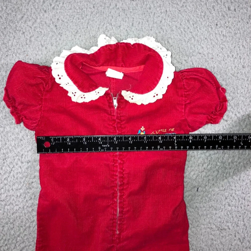 Vintage Corduroy Romper Baby Girls‎ 0-3 MONTH Lace Collar Nursery Rhyme 80s